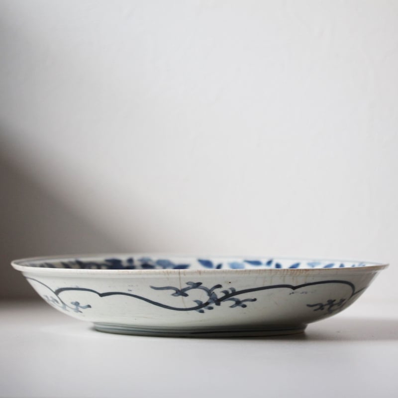 Secret Words】古伊万里染付柘榴桜文大皿 d31.6cm Imari Large ...