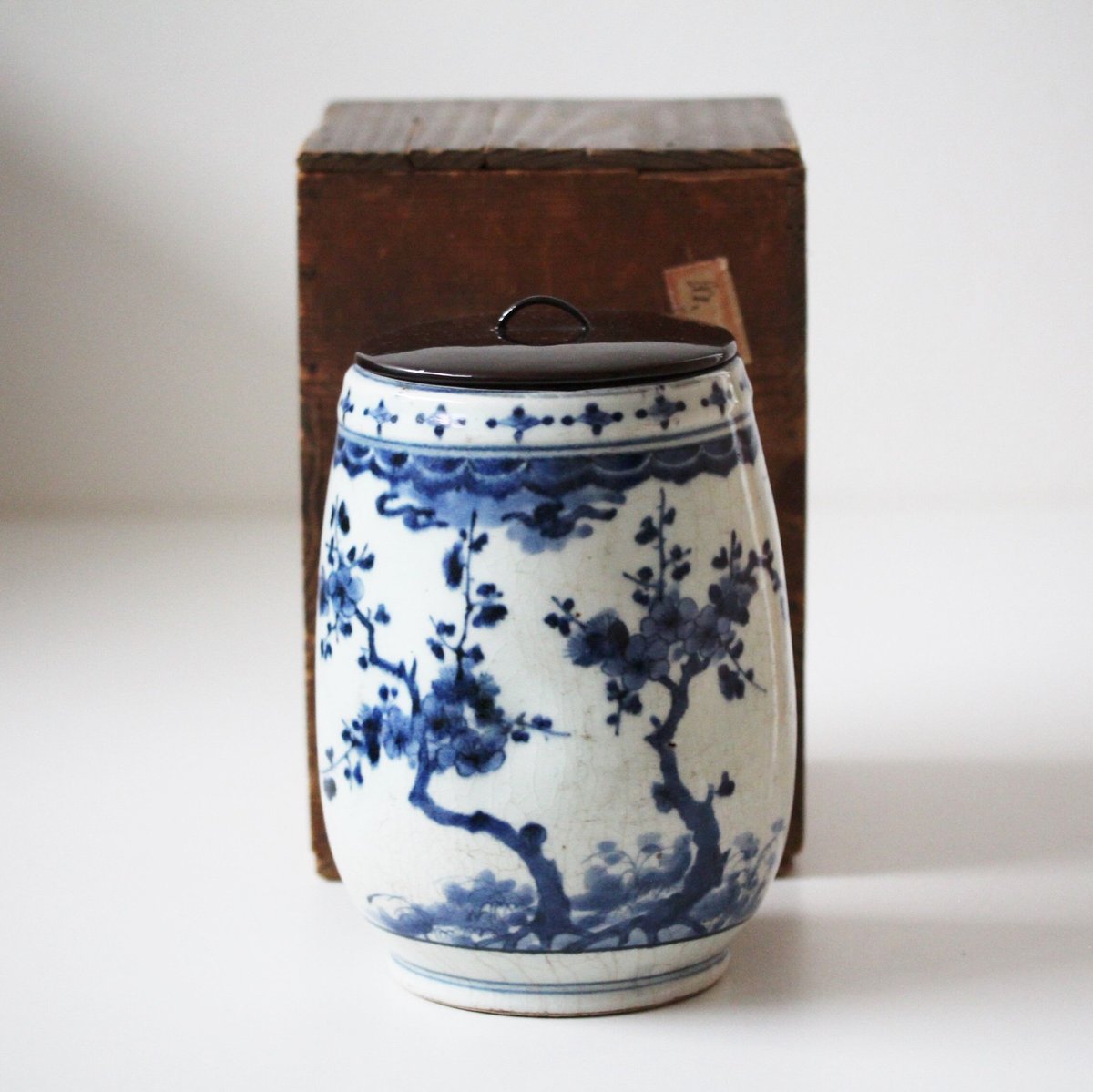 古伊万里水指 数と骨董】古伊万里染付竹梅文水指 d13.5cm Imari Blue and