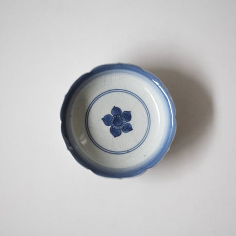 藍九谷扇面竹鶴図皿/21.6cm 藍九谷扇面竹鶴図皿/21.6cm 藍九谷扇面竹鶴図皿/