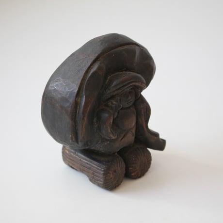 【十二支と宝珠】木彫大黒天 d14.9cm　Carved Wooden Daikoku, God of Wealth　19th C