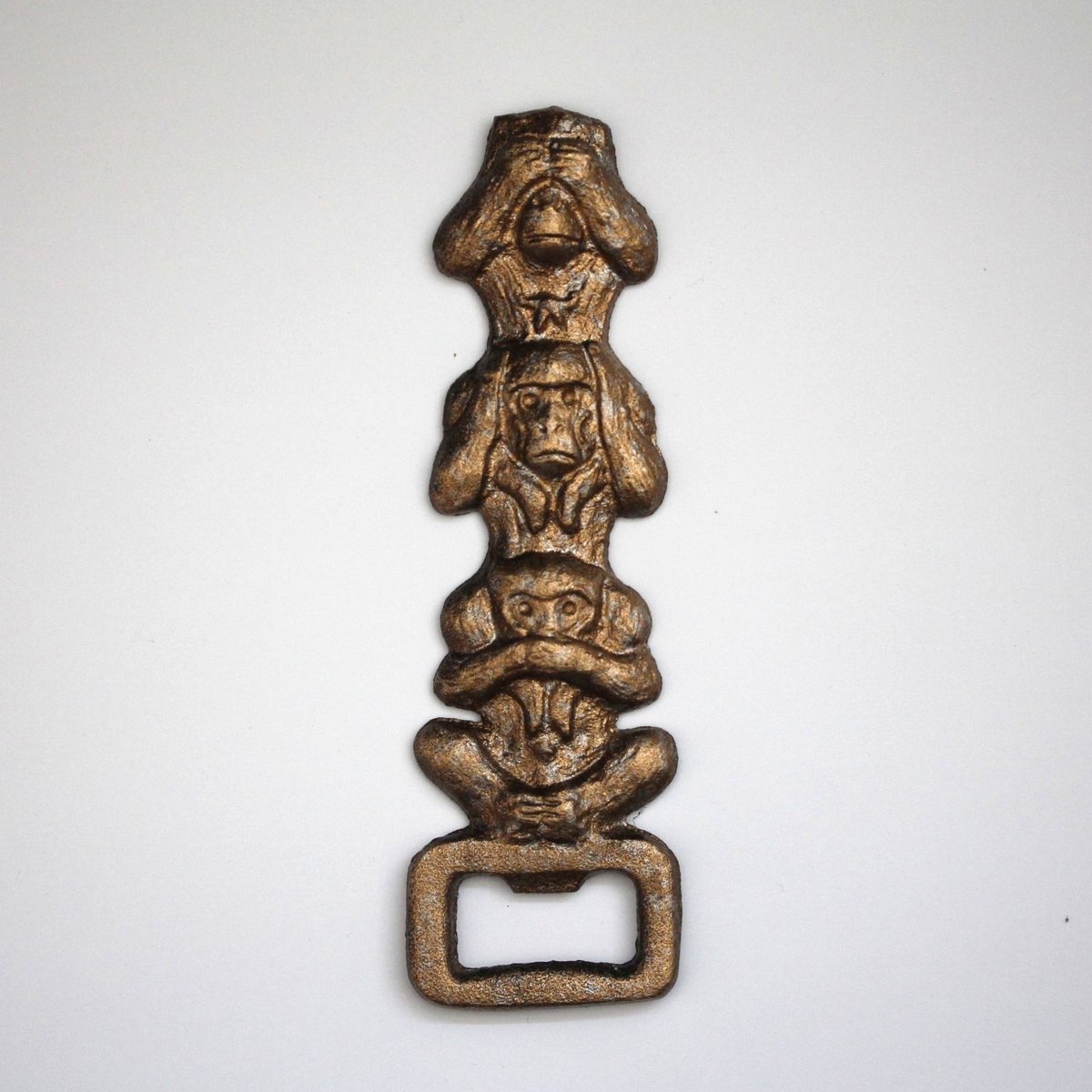 数と骨董】鋳鉄三猿栓抜 l14.9cm Cast Iron Bottle Opener in