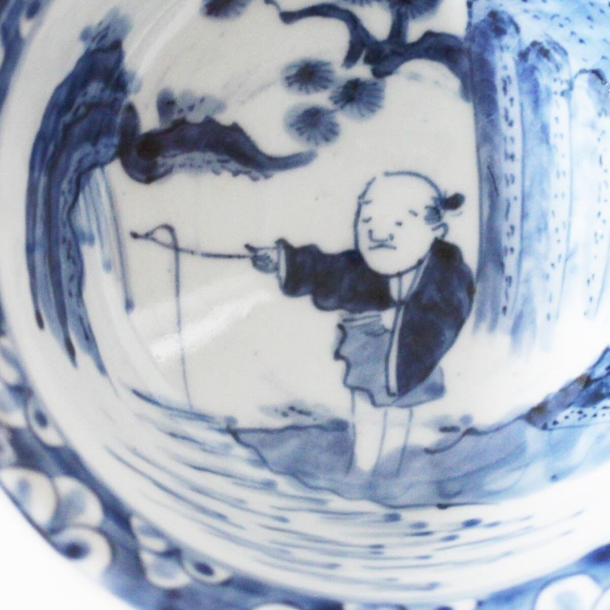 数と骨董】古伊万里染付太公望文鉢（その2）d16.1cm Imari Blue
