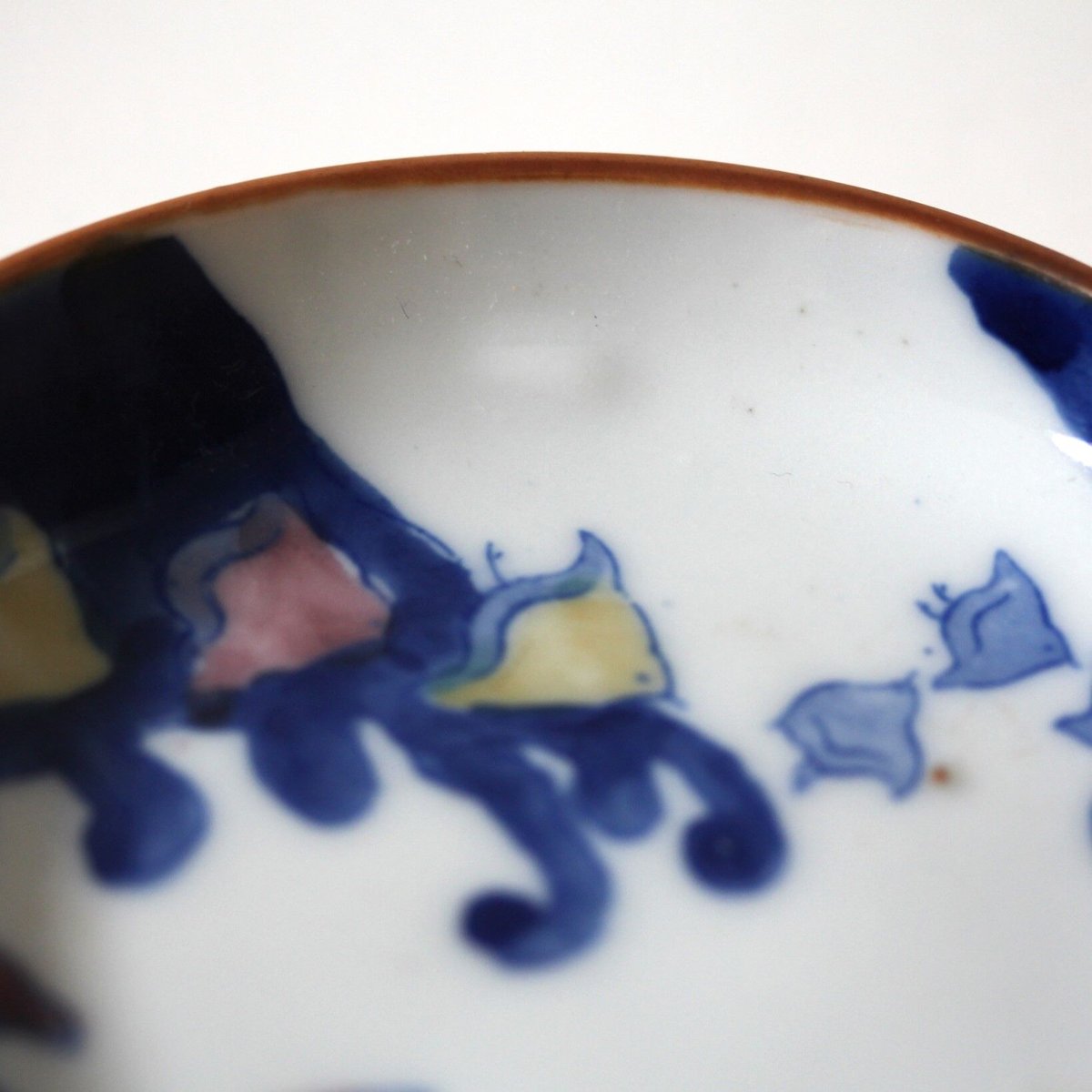 数と骨董】印判色絵波千鳥小皿 d12.6cm Inban Polychrome Small