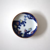 【数と骨董】印判色絵波千鳥小皿 d12.6cm　Inban Polychrome Small Dish, Transfered Plovers Design 　19th-20th C