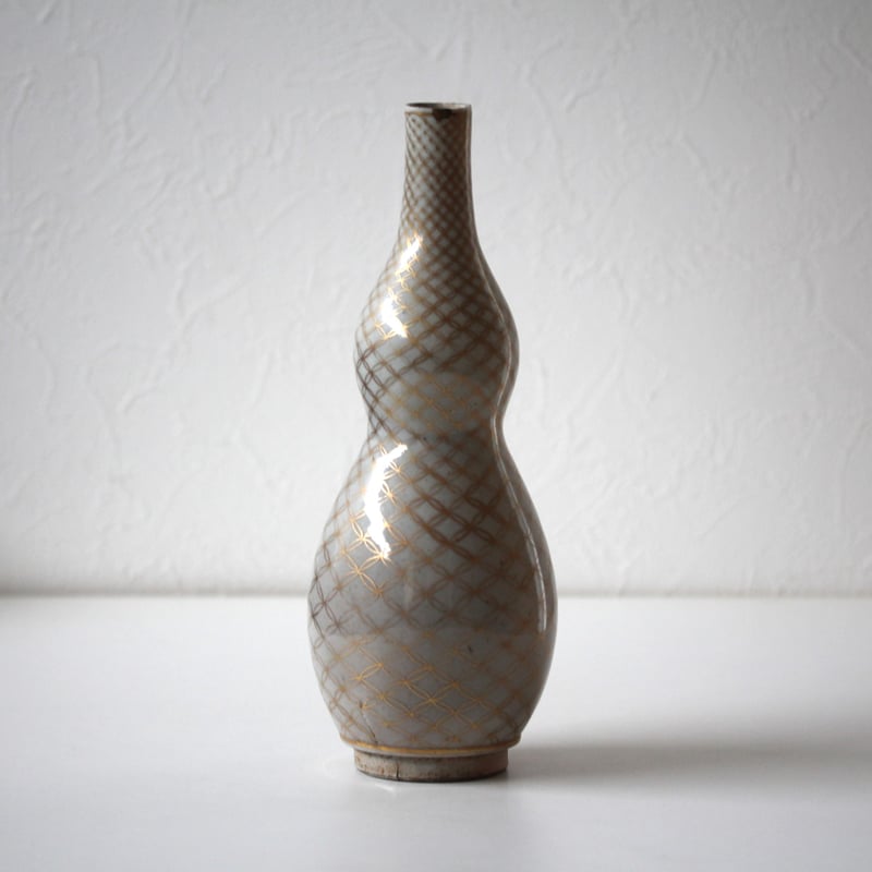 瓢箪から駒】九谷金彩七宝繋文瓢形瓶 h27.8cm Kutani Gourd Shaped