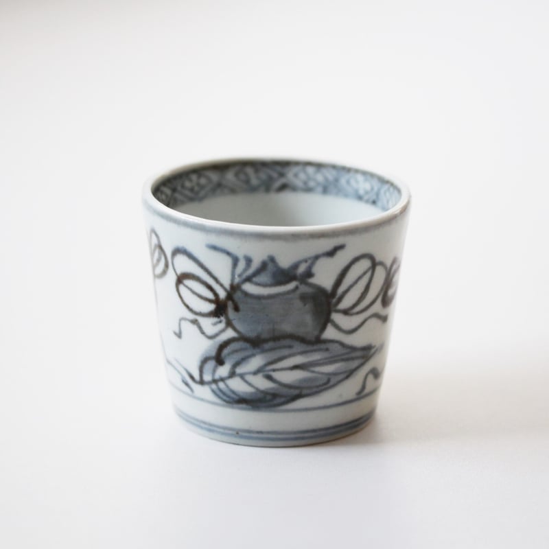 伊万里色絵三本菊図蕎麦猪口・向付３客　骨董　古伊万里　6R1247ダC 伊万里色絵三本菊図蕎麦猪口・向付3客 骨董 古伊万里 6R1247