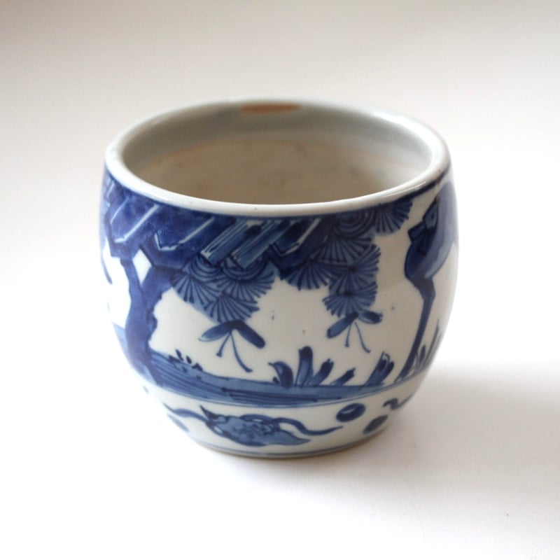 2716 染付香合　竹虎文　徳昇作 2716 染付香合 竹虎文 徳昇作