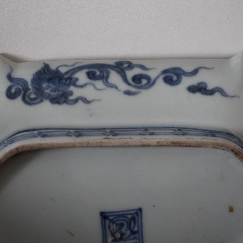 十二支と宝珠】古伊万里染付金彩結文形皿(花蝶・龍鳳凰・貝鳥 十二支と宝珠】古伊万里染付金彩結文形皿(花蝶・龍鳳凰・貝鳥