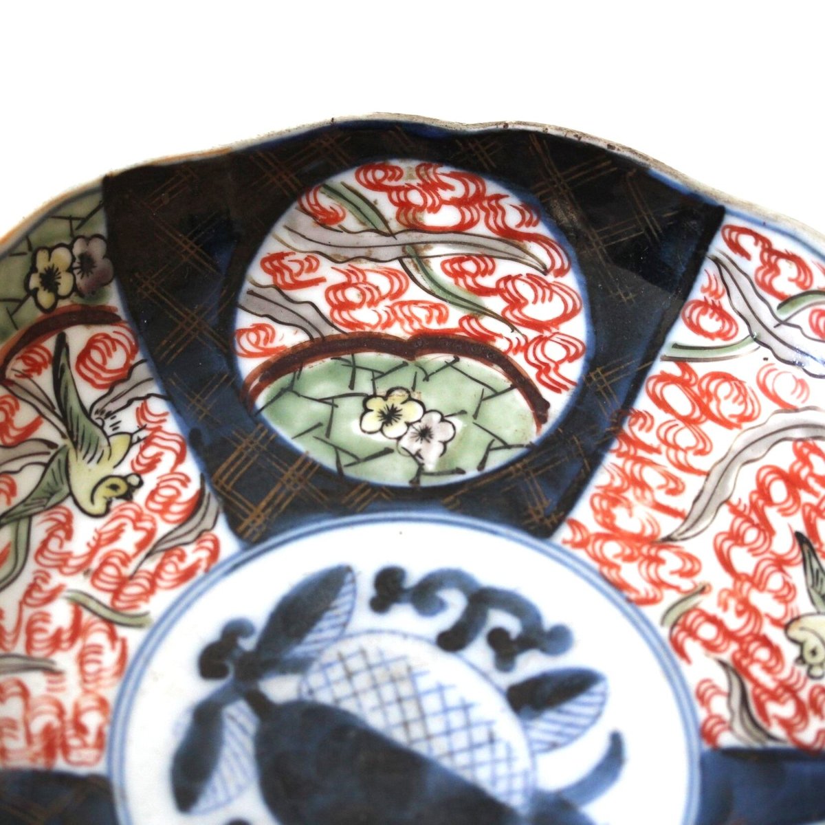 花形皿　変形皿　鳳凰　桐文様　古伊万里　柿右衛門様式　梅花　桜　窯印　明治　ロ号 花形皿 変形皿 鳳凰 桐文様 古伊万里 柿右衛門様式 梅花 桜 窯印