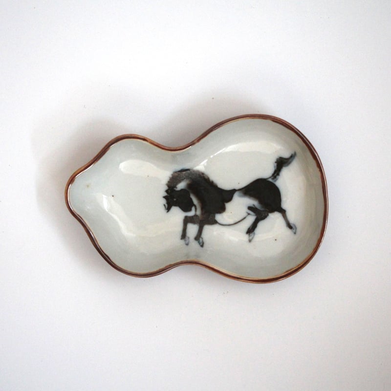 瓢箪から駒】 銹釉染付馬文瓢形皿（5客組）d15.9cm Set of 5 Gourd Sh