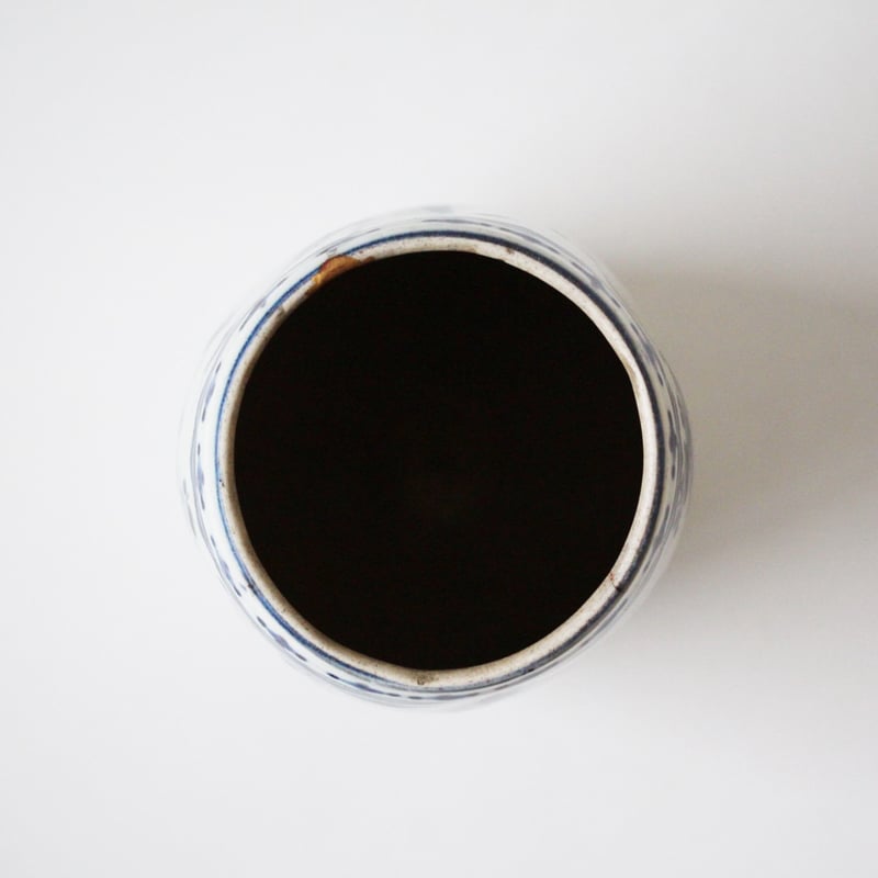 数と骨董】古伊万里染付竹梅文水指 d13.5cm Imari Blue and