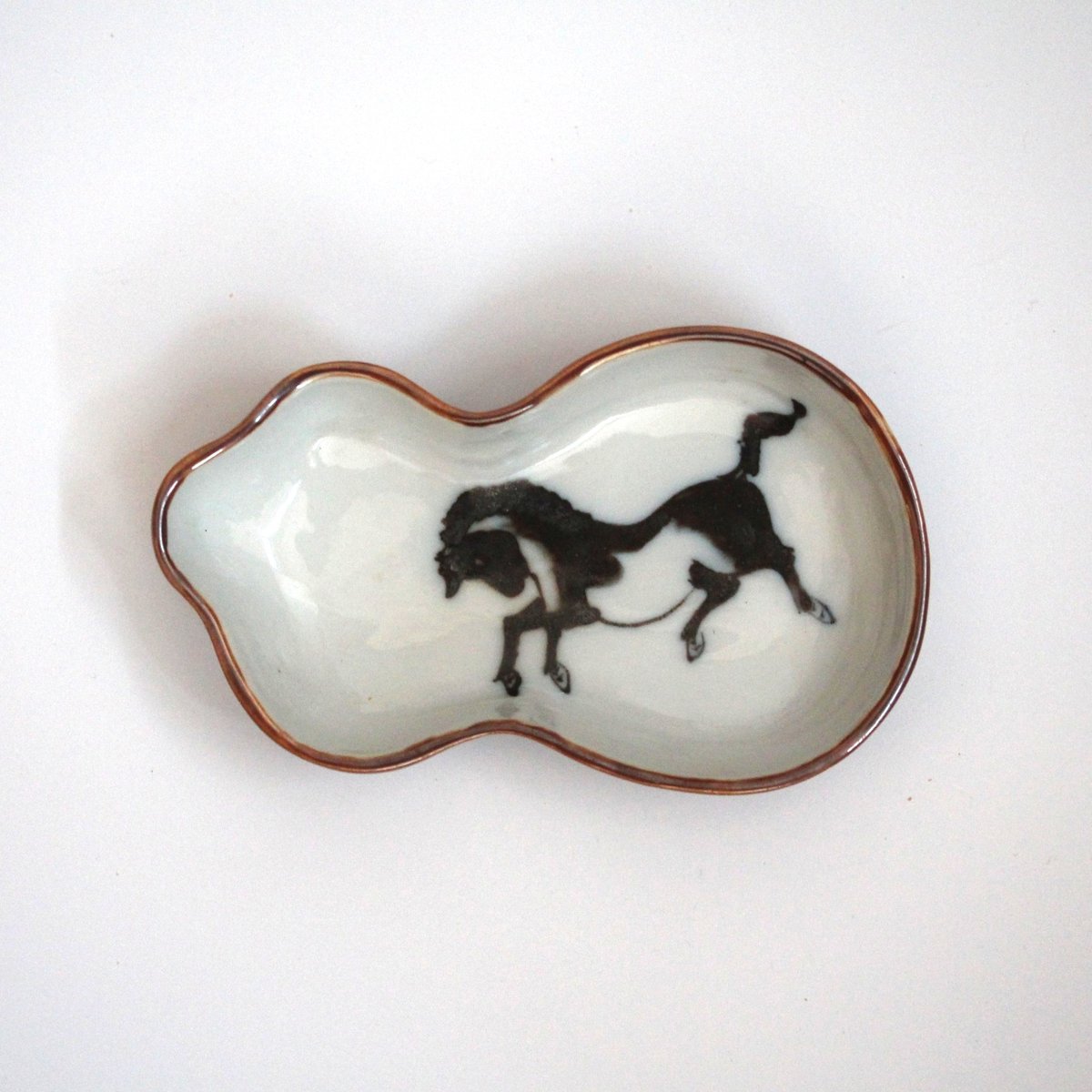 瓢箪から駒】 銹釉染付馬文瓢形皿（5客組）d15.9cm Set of 5 Gourd Sh