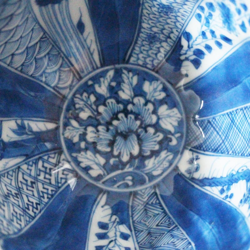 書道具瀬戸焼川本抬郎染付鳥果実文墨床V6327