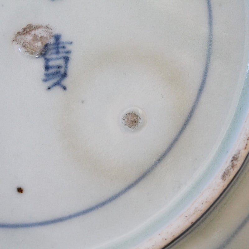 数と骨董】古伊万里染付松菊唐草皿（その3）d18.8cm Imari Blue