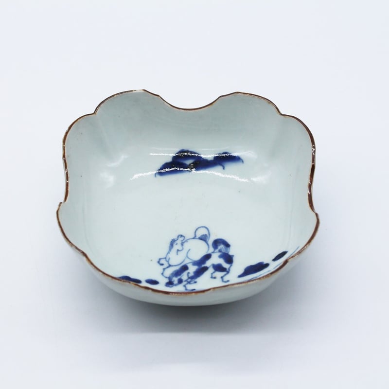 青木木米　古染付写　瓢箪形皿　幅20.5㎝　タトチ　東な7-0409☆2F 江戸後期染付山水と瓢箪図扇型皿 5客組 1客高台ホツ | 吉祥寺PukuPuku