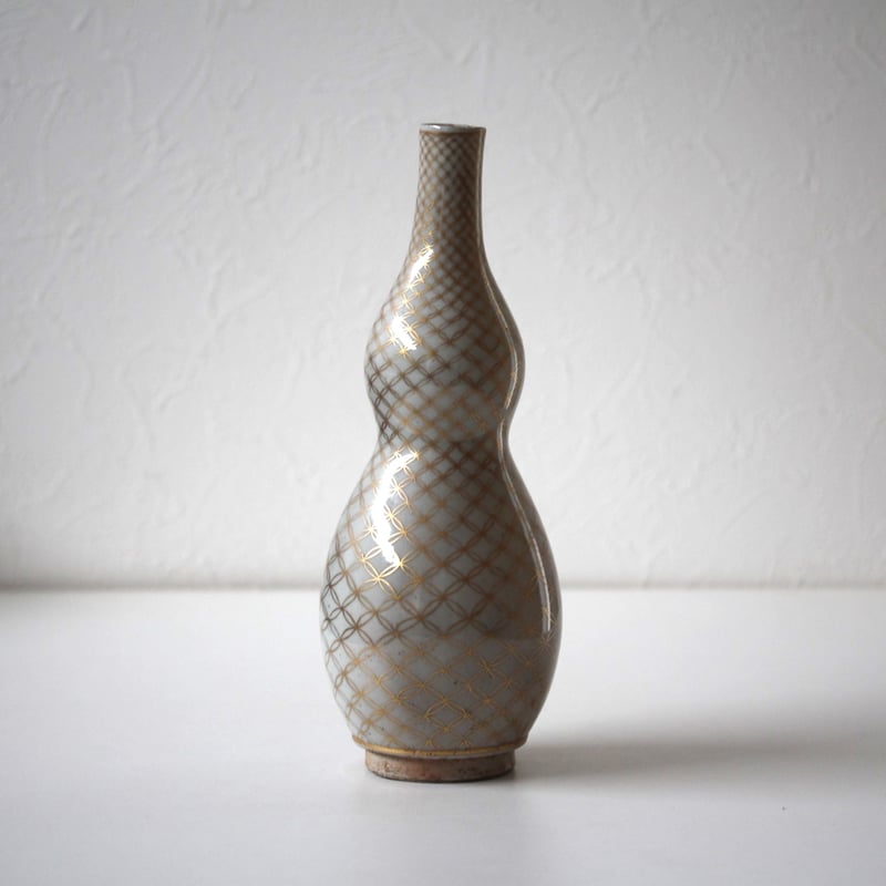 瓢箪から駒】九谷金彩七宝繋文瓢形瓶 h27.8cm Kutani Gourd Shaped