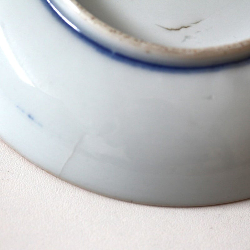 数と骨董】印判色絵波千鳥小皿 d12.6cm Inban Polychrome Small