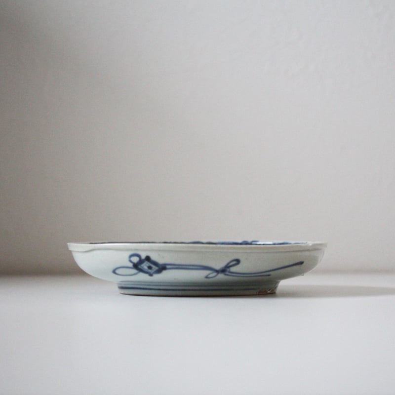 数と骨董】古伊万里染付百子堂文皿 17.7dcm Imari Blue and White