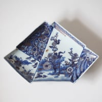 【十二支と宝珠】古伊万里染付金彩結文形皿（花蝶・龍鳳凰・貝鳥）d26.9cm　Imari Blue and White Knotted Letter Shaped Dish　18th C