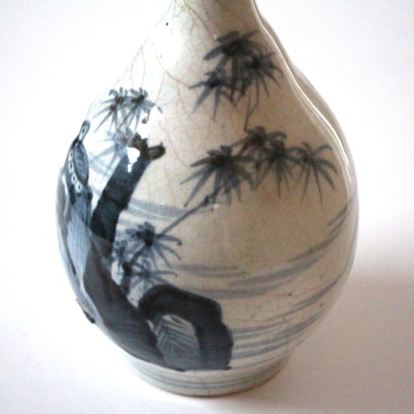 【数と骨董】九谷染付亀文徳利（若杉窯）d27.4cm　Kutani Blue and White Bottle, Turtle Design, Wakasugi Kiln　19th C