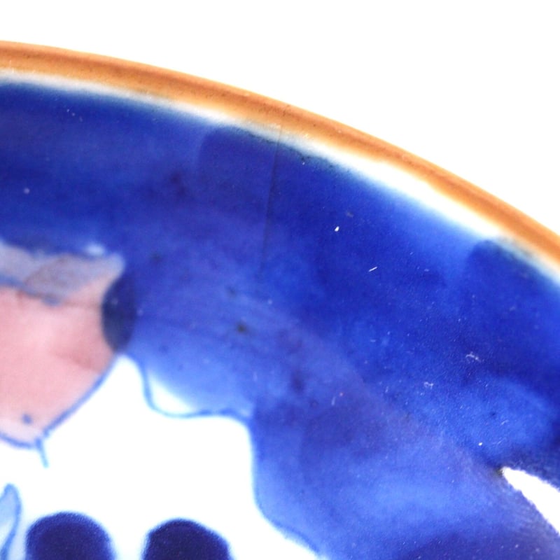 数と骨董】印判色絵波千鳥小皿 d12.6cm Inban Polychrome Small