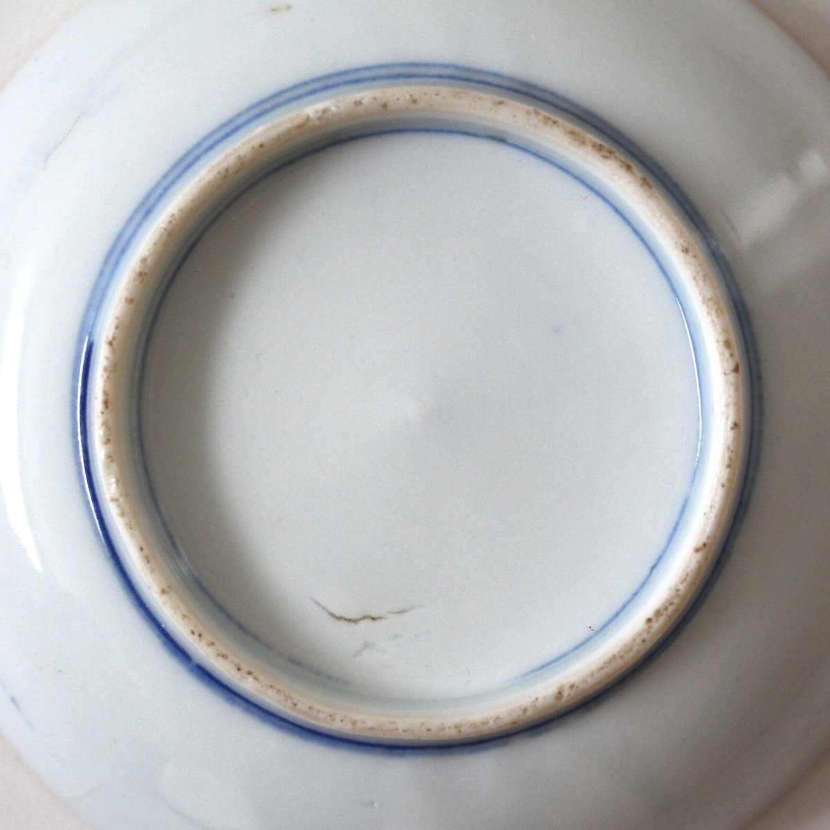 数と骨董】印判色絵波千鳥小皿 d12.6cm Inban Polychrome Small