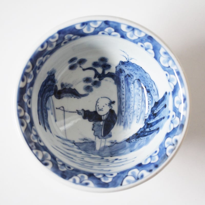 初期伊万里　釣り人物　中皿　太公望 初期伊万里 釣り人物 中皿 太公望