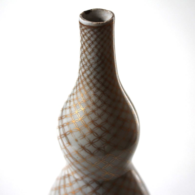 瓢箪から駒】九谷金彩七宝繋文瓢形瓶 h27.8cm Kutani Gourd Shaped