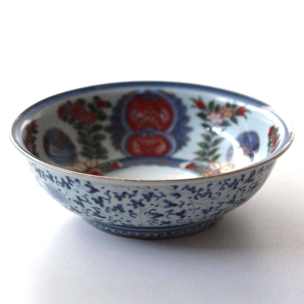 古伊万里 富貴長春 銘 染付け 江戸期 花唐草 钵 古伊万里 富貴長春 銘 染付け 江戸期 花唐草 钵 江戸期 古伊万里 染