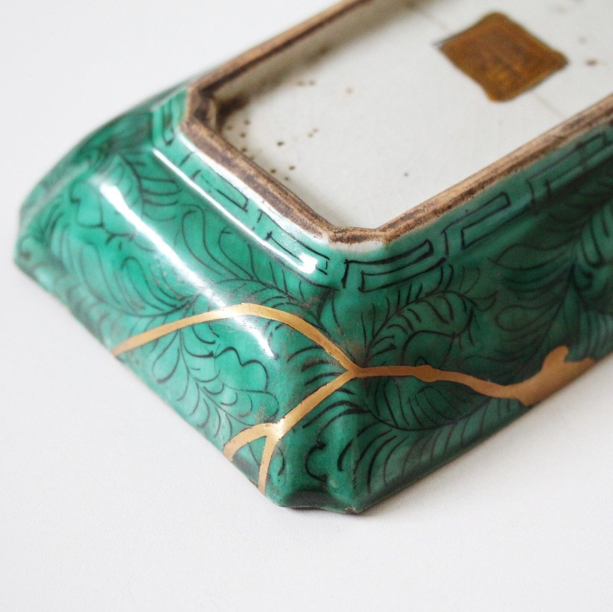 江戸後期　青九谷扇面皿10枚　幅約11㎝　東Y7-0508⭐︎2F 江戸後期 青九谷扇面皿10枚 幅約11㎝ 東Y7-0508⭐︎