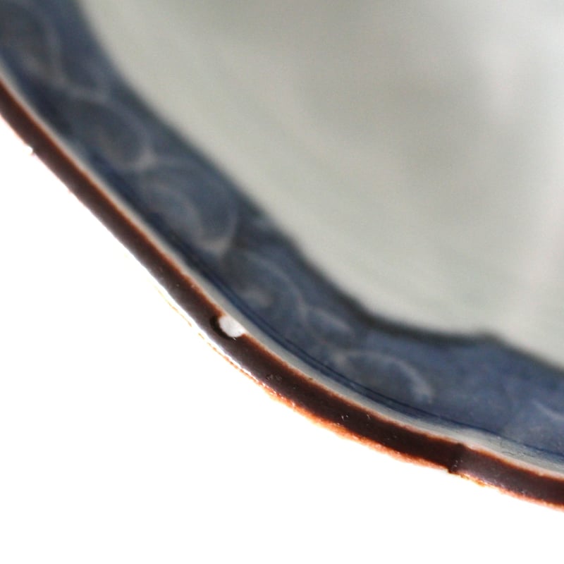 数と骨董】古伊万里染付陽刻龍扇文小皿 d11.4cm Imari Blue and