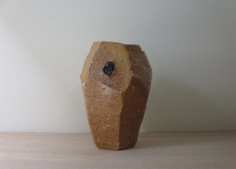 信楽焼 花入れ 藍釉絵付け花入れ 高さ42cm