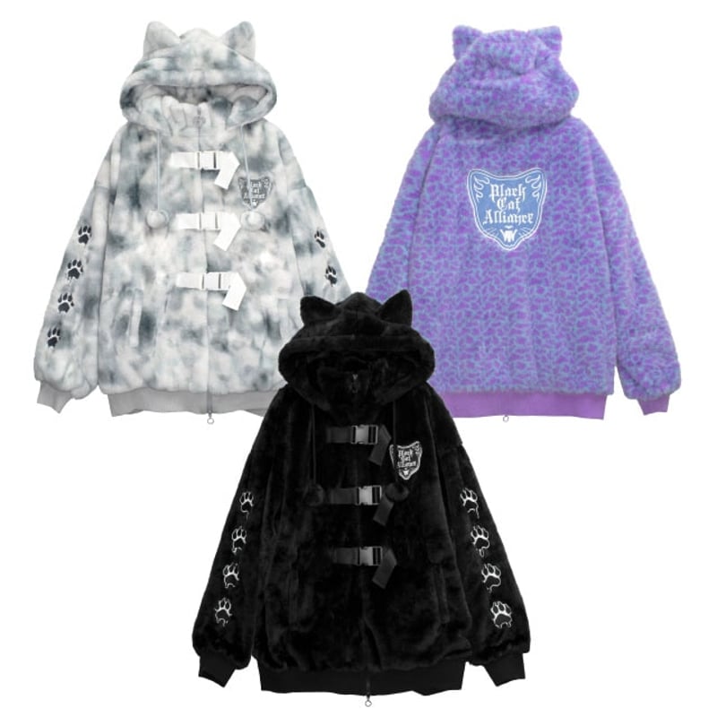 LISTEN FLAVOR/リッスンフレーバー】猫耳黒猫同盟ファーブルゾン