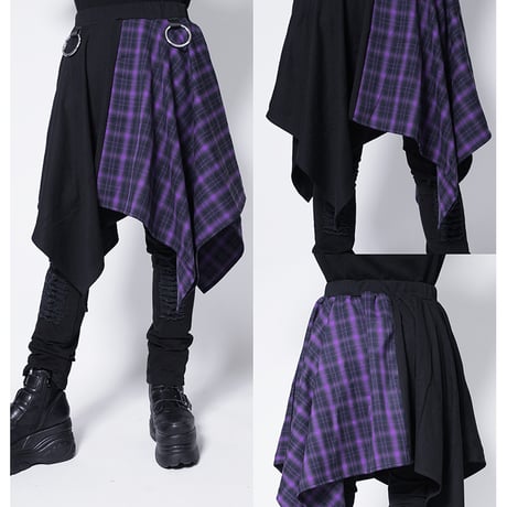 【SEXPOTReVeNGe/セックスポットリベンジ】PUNKISH CHECK BICOLOR アシンメトリー スカート【SC01164】