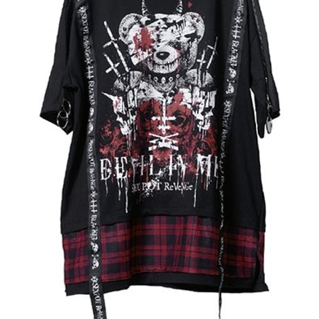 【SEXPOTReVeNGe/セックスポットリベンジ】DEVIL IN ME SHOULDER ZIP & LOGO LINE レイヤード カットソー【SA681301】
