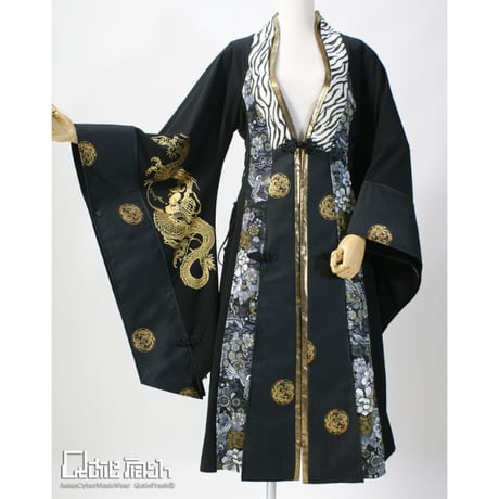 Qutie Frash チャイナ着物ロングカーデ QutieFrash チャイナ着物ロングカーディガン