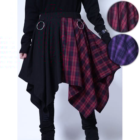 【SEXPOTReVeNGe/セックスポットリベンジ】PUNKISH CHECK BICOLOR アシンメトリー スカート【SC01164】