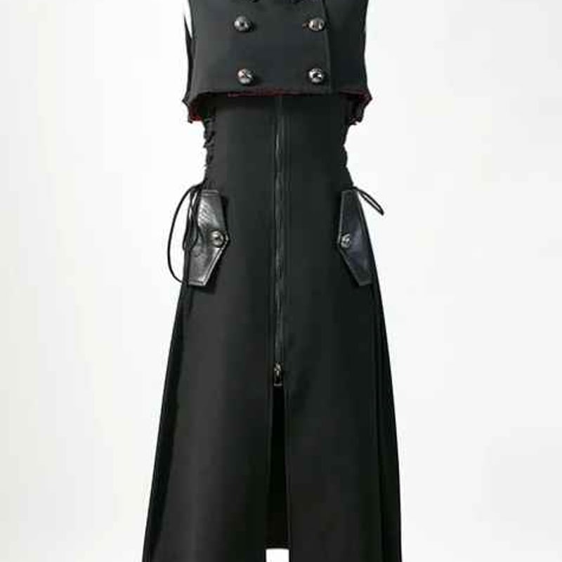 希少 QutieFrash ミリタリーロングベスト ブラック Mサイズ 希少