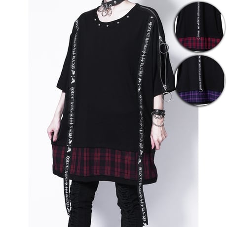 【SEXPOTReVeNGe/セックスポットリベンジ】SHOULDER ZIP & LOGO LINE レイヤード カットソー【SA681293】