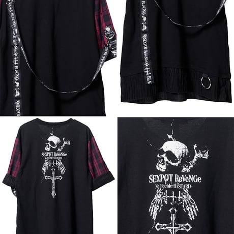 【SEXPOTReVeNGe/セックスポットリベンジ】PUNKISH LOGO BELT BLACK レイヤード カットソー【SA681291】