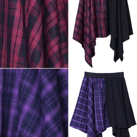 【SEXPOTReVeNGe/セックスポットリベンジ】PUNKISH CHECK BICOLOR アシンメトリー スカート【SC01164】