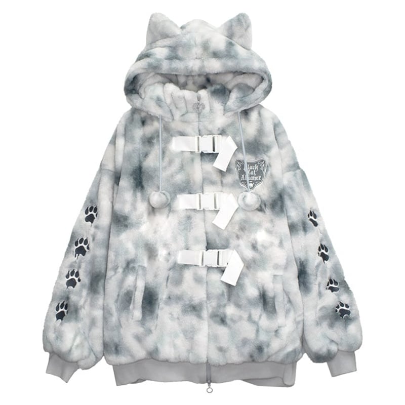 新品タグ付き完売♥リッスンフレーバー猫耳ファーコート♥ 猫耳黒猫同盟ファーブルゾン【MONSTER】｜LISTEN FLAVOR(リッスン