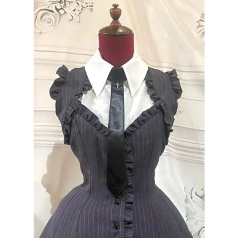 MARBLE/マーブル】ネクタイブラウス付き風BOXプリーツワンピース