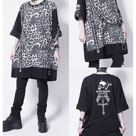 【SEXPOTReVeNGe/セックスポットリベンジ】PUNKISH LOGO BELT LEOPARD レイヤード カットソー【SA681292】