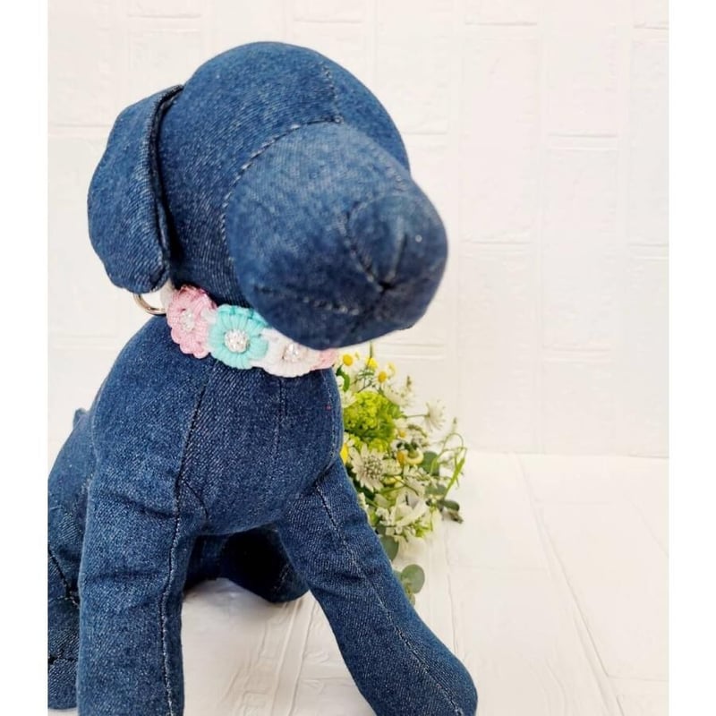 パラコード首輪　にこちゃんひまわり大　No.120 パラコード首輪 カラー 軽くて丈夫、水にぬれても大丈夫