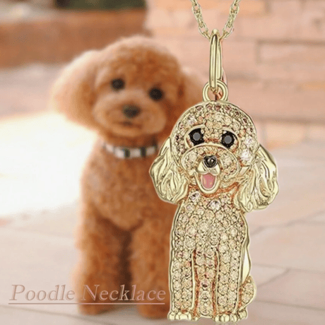 プードル ネックレス アクセサリー キラキラ ラインストーン ペンダント 犬  トイプードル