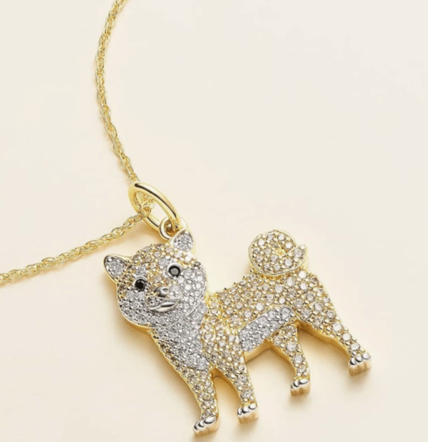 柴犬 ネックレス アクセサリー キラキラ ラインストーン ペンダント 犬