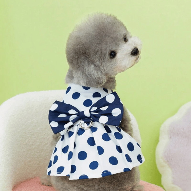 水玉ワンピース リードフック付き 犬 犬服 わんこ 可愛い