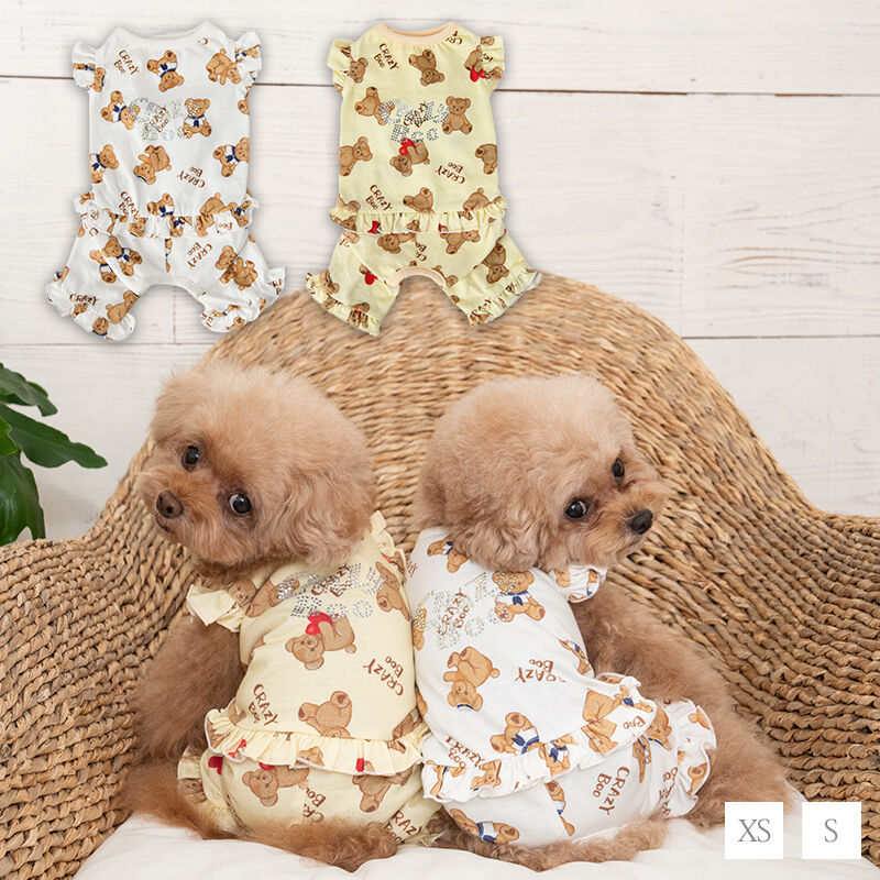 クマプリントフリルつなぎ CRAZYBOO クレイジーブー 犬服ドッグウェア