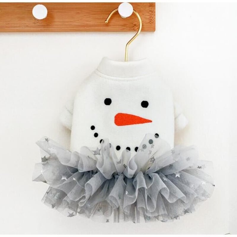 よそゆきワンピース　犬服ハンドメイド　クリスマス　犬服ワンピース　∞TuTu∞ スノーマンドレス クリスマス Xmas Cristmas 可愛い 犬服 犬の服